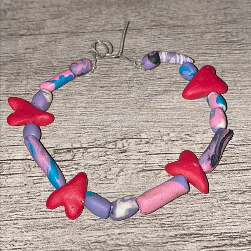 Hearts & Clay Beads-Like Bracelet